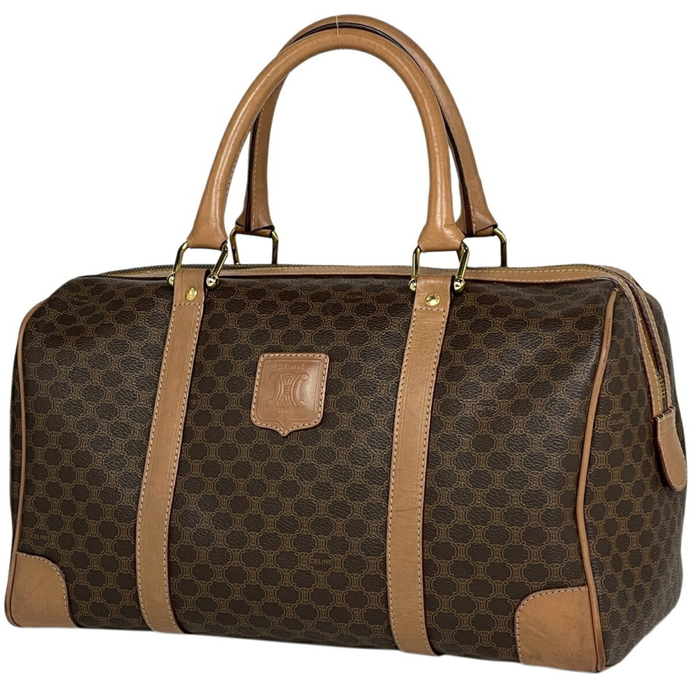 Celine Macadam Handbag Boston Canvas Brown